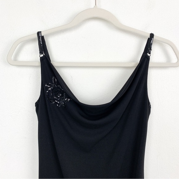 Vintage Y2K Drape Neck Little Black Slip Dress Sz XS - Picture 3 of 9